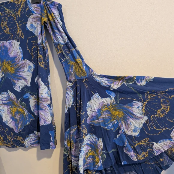 We The Free Free People Floral Off-Shoulder Bell Sleeve Top Whimsical Fairy Y2k - Picture 4 of 8